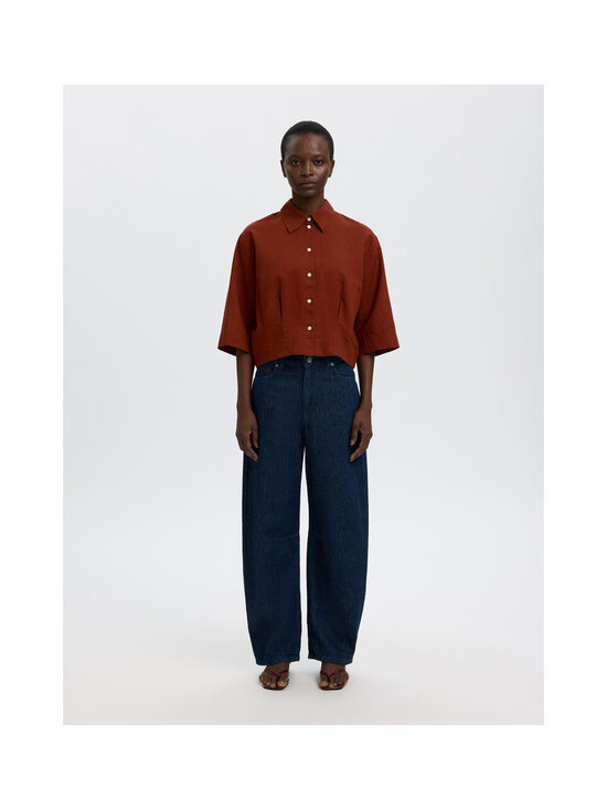Selected - SlfCleo Regular 3/4 Cropped kreklblūze - CHERRY MAHOGANY | Stockmann - photo 2