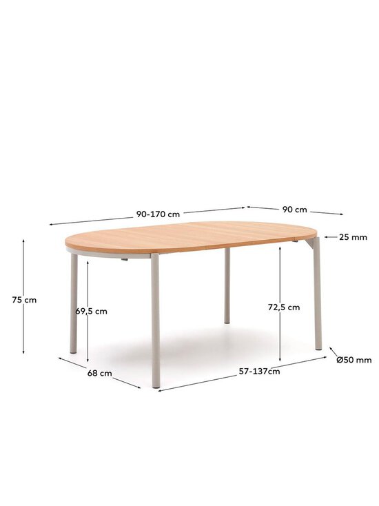Kave Home - Montuiri- jatkettava ruokapöytä - TAMMI,HARMAA | Stockmann - photo 4