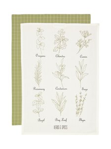 Casa Stockmann - Tartu-keittiöpyyhe 2 kpl - SOFT WHITE COMBO + GREEN/SOFT WHITE CHECK | Stockmann