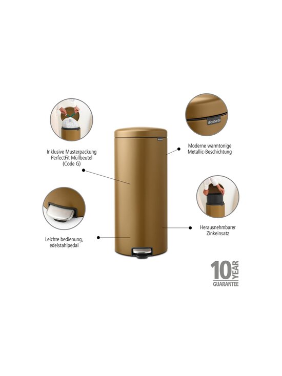 Brabantia - New Icon Pedal Bin atkritumu tvertne ar pedāli 30 l - WARM BRASS - photo 4 Brabantia - New Icon Pedal Bin atkritumu tvertne ar pedāli 30 l - WARM BRASS | Stockmann - photo 4