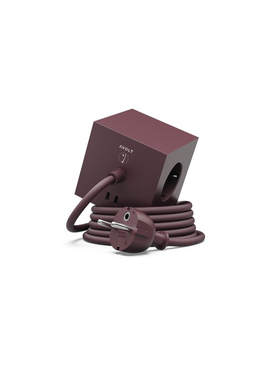 Avolt - Square 1 USB-C -jatkopistorasia 1,8 m - MULBERRY RED | Stockmann - photo 1