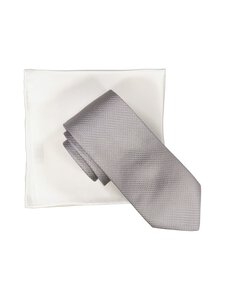 Stockholm Kravatt - Silkkisolmio ja -taskuliina lahjapakkauksessa - GREY / WHITE | Stockmann