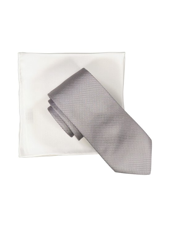 Stockholm Kravatt - Silkkisolmio ja -taskuliina lahjapakkauksessa - GREY / WHITE | Stockmann - photo 1