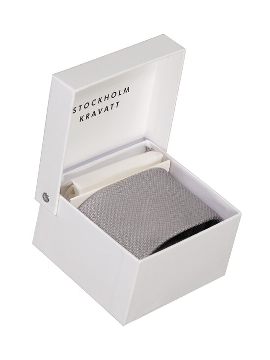Stockholm Kravatt - Silkkisolmio ja -taskuliina lahjapakkauksessa - GREY / WHITE | Stockmann - photo 4