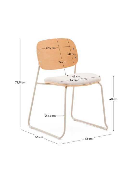 Kave Home - Meli-tuoli Belfast-kangas beige / beige metalli / puu - BEIGE | Stockmann - photo 10