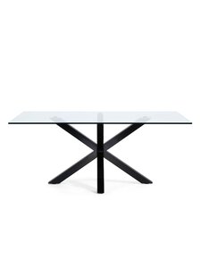 Kave Home - Argo-ruokapöytä lasi/musta 200 x 100 cm - BEIGE | Stockmann