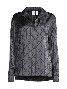 Calvin Klein Underwear - Pidžaamapluus Relaxed All Over Print - ZN1 19519 GIGA SATIN SHINE EMBLEM+BLACK | Stockmann