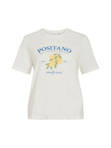 Vila - ViSybilla O-Neck Lemon t-paita - SNOW WHITE DETAIL:POSITANO VICTORIA BLUE | Stockmann