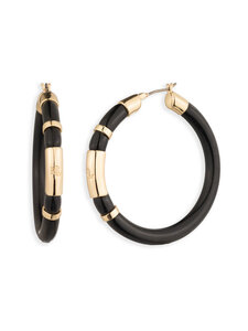 Lauren Ralph Lauren - Kõrvarõngad Park Row Logo Hoop 40 mm - GLD/JET | Stockmann