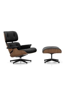 Vitra - Eames Lounge -nojatuoli ja rahi Premium-nahka 66 nero / pähkinä - BLACK | Stockmann