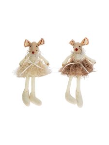 Weiste - Sitting Fabric Mouse -koriste 2 kpl - BROWN, WHITE | Stockmann
