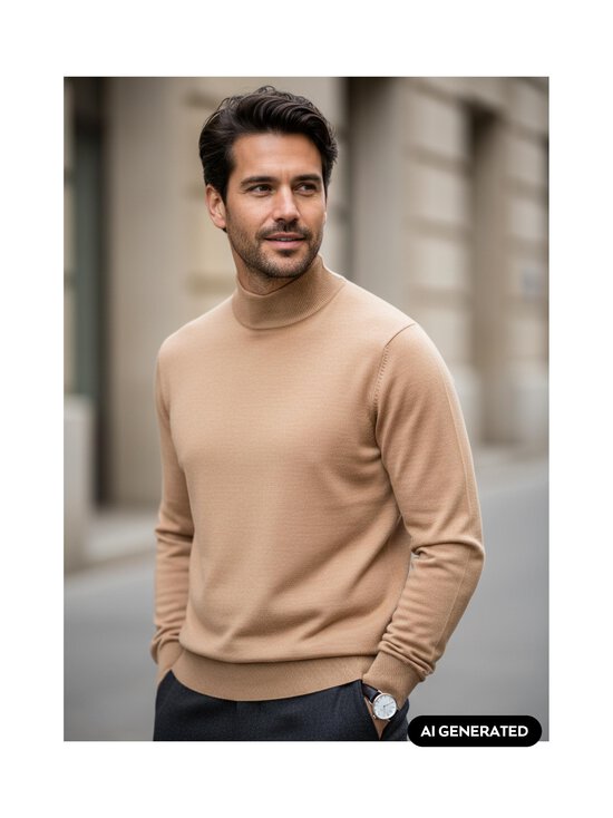 ESSENTIALS by Stockmann - Evan-merinoneulepaita - SAND MEL.105216 | Stockmann - photo 5