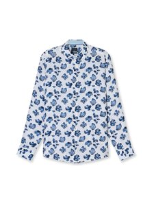 Olymp - Regular Fit Casual Flower Print -pellavakauluspaita - 00 WEISS | Stockmann