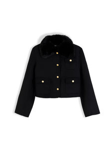 Tommy Hilfiger - Kunstkarusnahast kraega villane mantel - BDS BLACK | Stockmann