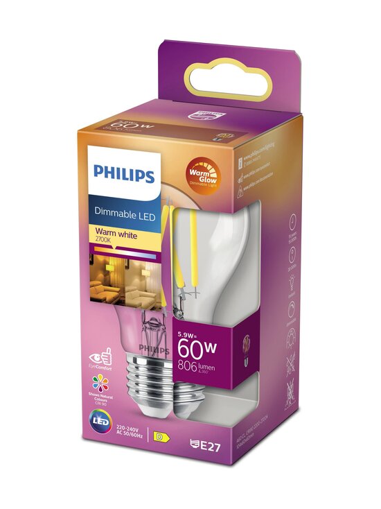Philips - LED Classic 60W A60 E27 CL WGD90 SRT4 -lamppu - CLEAR - photo 2 Philips - LED Classic 60W A60 E27 CL WGD90 SRT4 -lamppu - CLEAR | Stockmann - photo 2