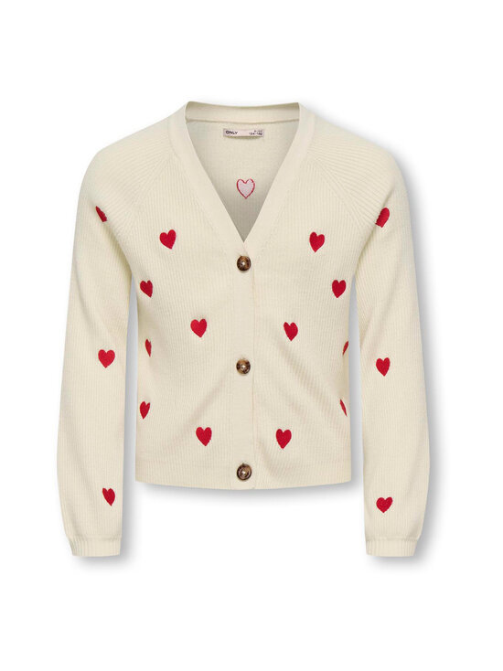 KIDS ONLY - KogDana Life Heart V-neck -neuletakki - TOFU DETAIL:EMB BARBADOS CHERRY/HEART | Stockmann - photo 1