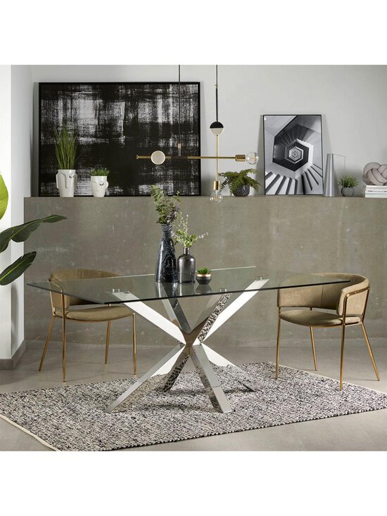 Kave Home - Argo-ruokapöytä kirkas lasi / kromi 160 x 90 cm - TRANSPR | Stockmann - photo 8