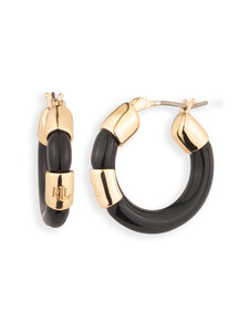 Lauren Ralph Lauren - Kõrvarõngad Park Row Logo Hoop 22 mm - GLD/JET | Stockmann
