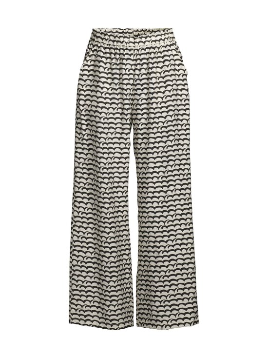 NOOM - Tiffany Wide Leg -housut - BLACK/OFFWHITE WAVE PRINT | Stockmann - photo 1