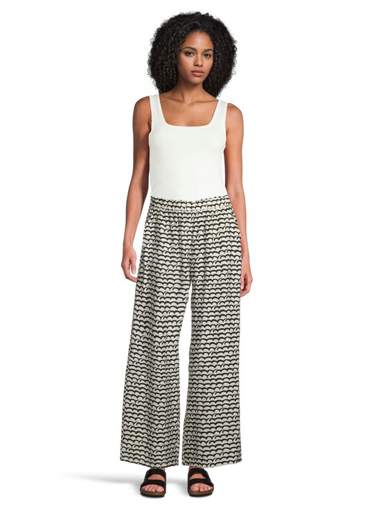 NOOM - Tiffany Wide Leg -housut - BLACK/OFFWHITE WAVE PRINT | Stockmann - photo 5