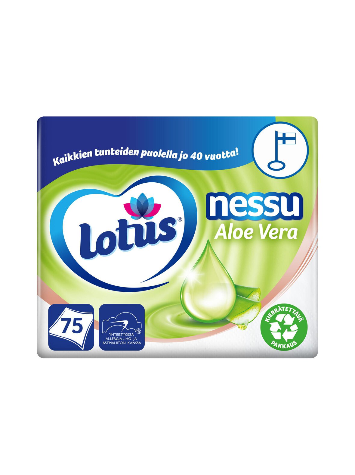 LOTUS Nessu aloe vera -nenäliina 75 kpl