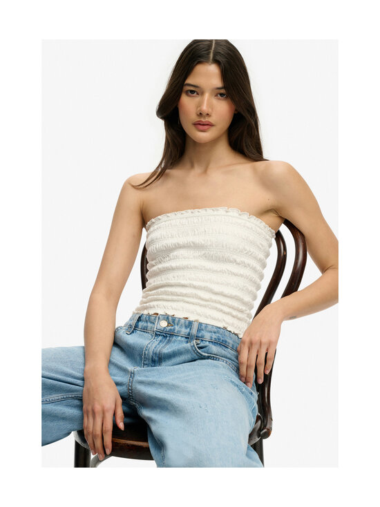 Superdry - Smocked Jersey Bandeau -toppi - 71D OFF WHITE | Stockmann - photo 4