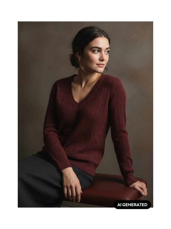 GANT - V-neck adīts džemperis - 667 DARKENED WINE | Stockmann - photo 2