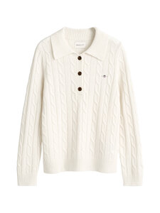 GANT - Lambswool Rugger -palmikkoneulepusero - 130 CREAM | Stockmann