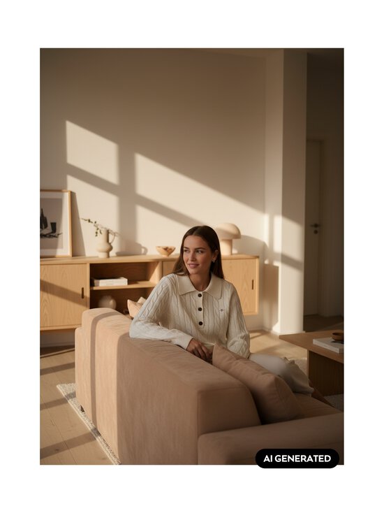 GANT - Lambswool Rugger -palmikkoneulepusero - 130 CREAM | Stockmann - photo 2