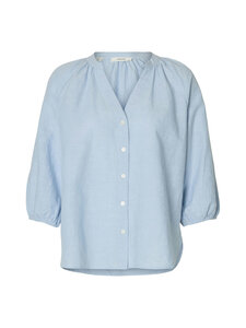 Selected - Linasegust särk SlfCleo Alberta - DUSTY BLUE DETAIL:MIX W WHITE | Stockmann