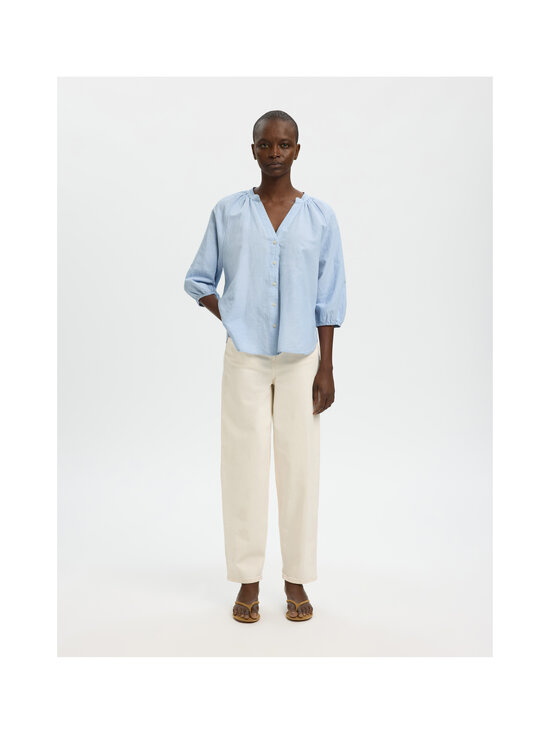 Selected - Linasegust särk SlfCleo Alberta - DUSTY BLUE DETAIL:MIX W WHITE | Stockmann - photo 2