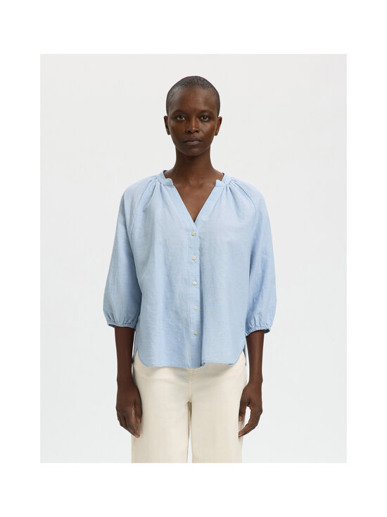 Selected - Linasegust särk SlfCleo Alberta - DUSTY BLUE DETAIL:MIX W WHITE | Stockmann - photo 4