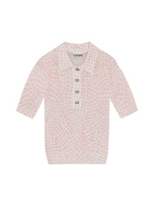 Ganni - Sheer Printed Polo -neulepusero - 038 BLEACHED MAUVE | Stockmann