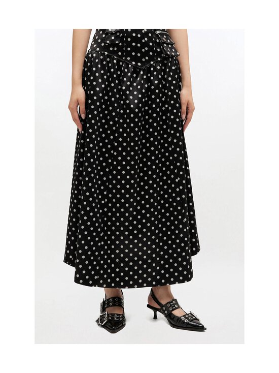 Ganni - Printed Double Corset -satiinihame - 099 BLACK | Stockmann - photo 3