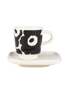 Marimekko - Oiva Unikko -espressokuppi ja lautanen - BLACK, WHITE | Stockmann
