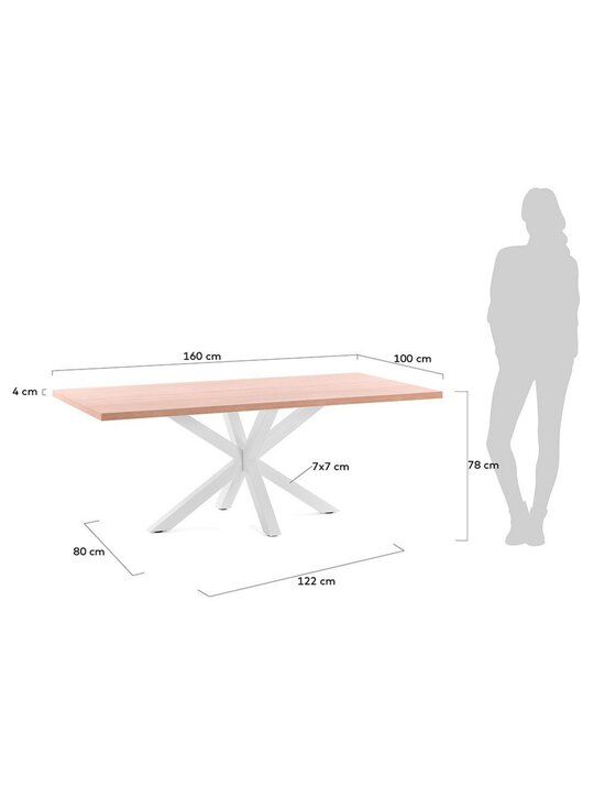 Kave Home - Argo-ruokapöytä tammenvärinen melamiini / valkoinen 160 x 100 cm - BROWN | Stockmann - photo 3