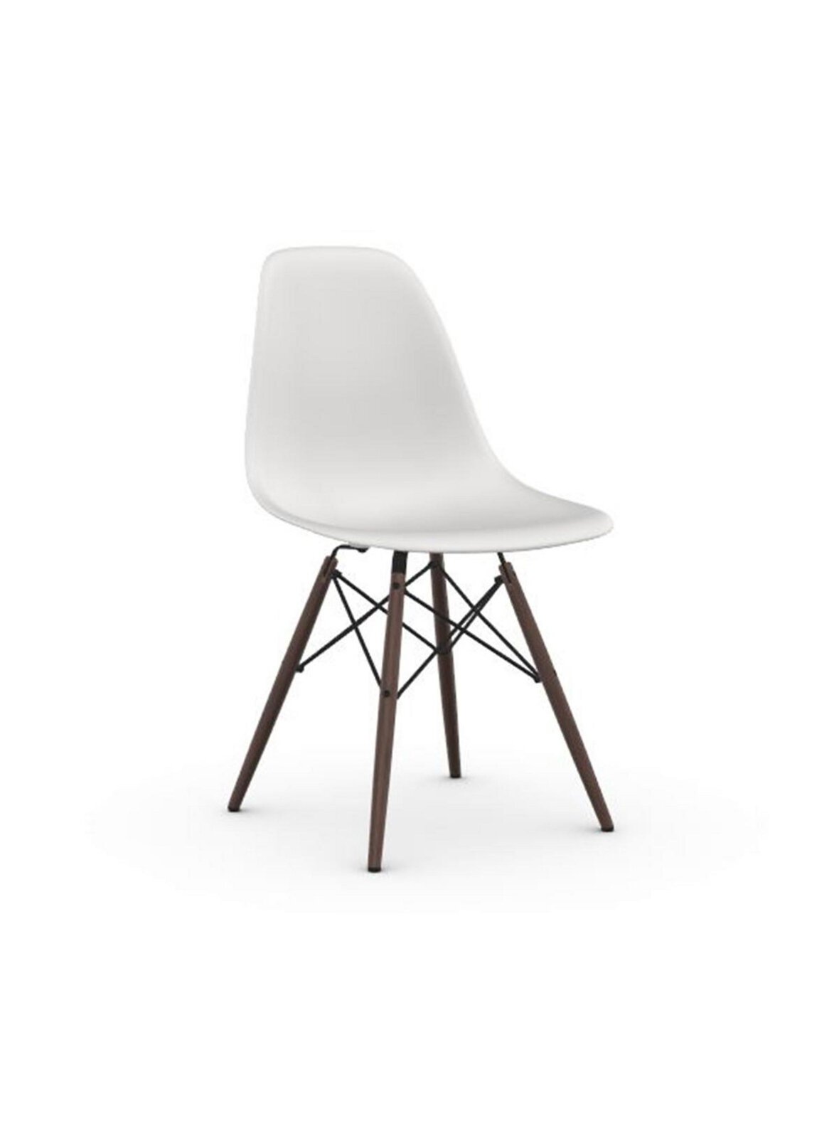 Eames dsw re -tuoli cotton white/ruskea vaahtera