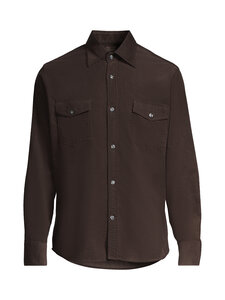 Oscar Jacobson - Straight Fit Spread Baby Corduroy -kauluspaita - 532 DARK MUD BROWN | Stockmann
