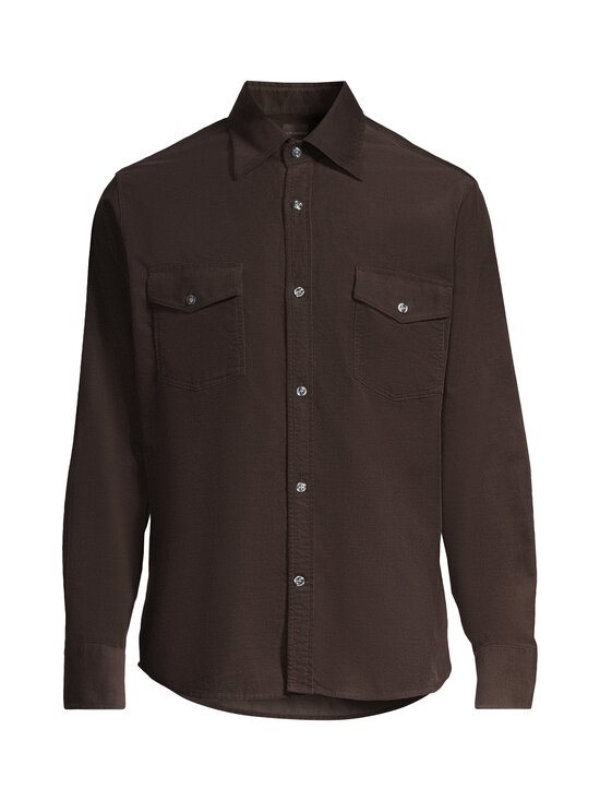 Oscar Jacobson - Straight Fit Spread Baby Corduroy -kauluspaita - 532 DARK MUD BROWN | Stockmann - photo 1
