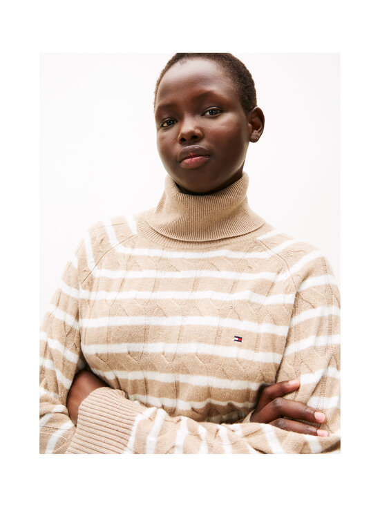 Tommy Hilfiger Curve - Soft Wool Rollneck adīts vilnas džemperis - 0AJ SAFARI CANVAS HTR/IVORY PETAL STP | Stockmann - photo 4