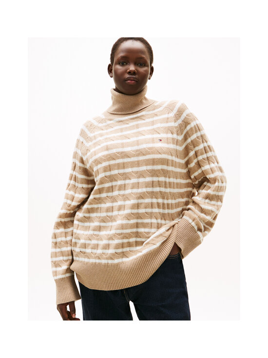 Tommy Hilfiger Curve - Soft Wool Rollneck adīts vilnas džemperis - 0AJ SAFARI CANVAS HTR/IVORY PETAL STP | Stockmann - photo 5