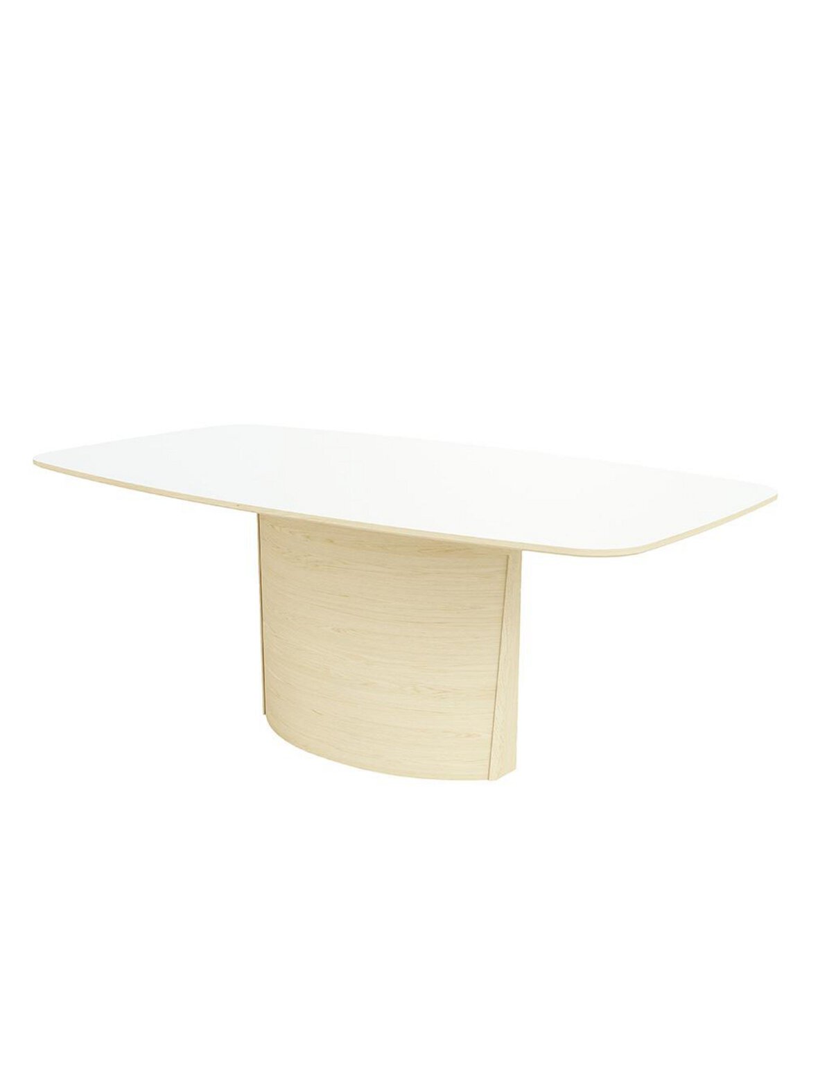 #117- jatkettava ruokapöytä valkoinen laminaatti / valkoöljytty tammiviilu 102 x 192 / 252 cm