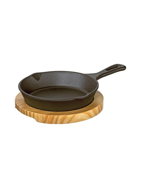 Kuchenprofi - BBQ Pan Round & Wooden Base čuguna panna un paliktnis - BLACK / WOOD | Stockmann - photo 1