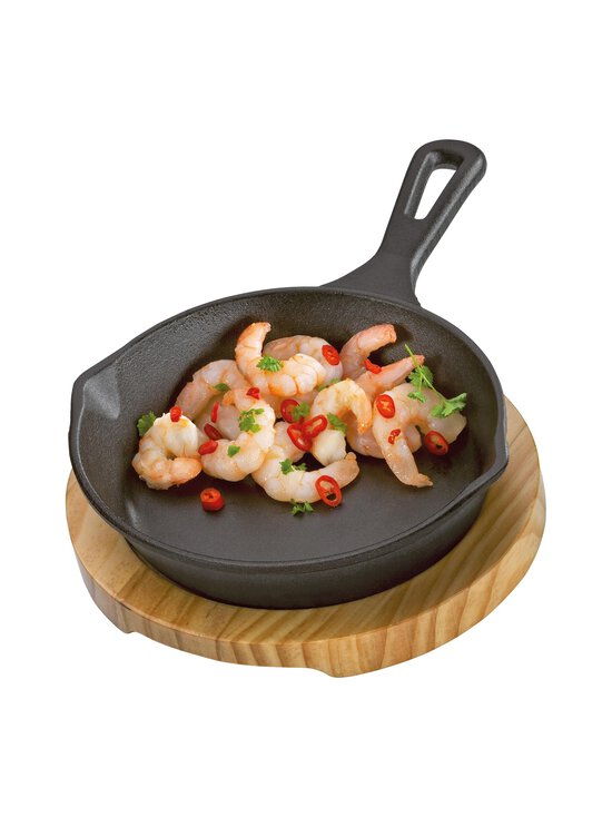 Kuchenprofi - BBQ Pan Round & Wooden Base čuguna panna un paliktnis - BLACK / WOOD | Stockmann - photo 2