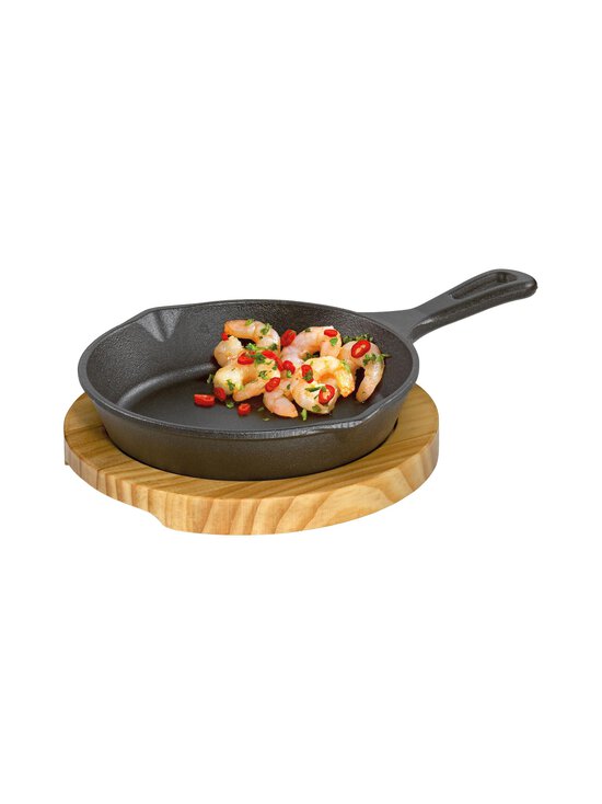 Kuchenprofi - BBQ Pan Round & Wooden Base čuguna panna un paliktnis - BLACK / WOOD | Stockmann - photo 3