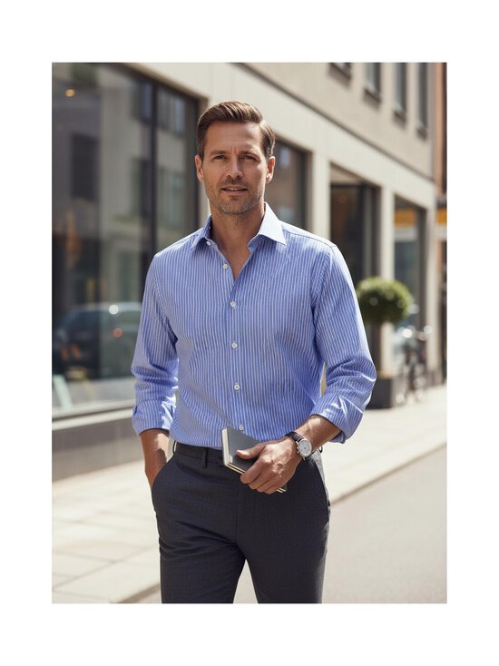 Eton - Contemporary Fit Striped Fine Twill -kauluspaita - 25 MID BLUE | Stockmann - photo 3