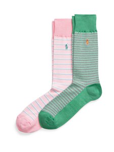Polo Ralph Lauren - Crew Strps zeķes 2 pāri - 002 GREEN/ PINK | Stockmann