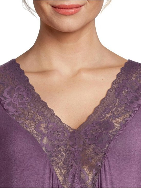 Damella - Lace Long Sleeve -yöpaita - 077 PLUM | Stockmann - photo 4