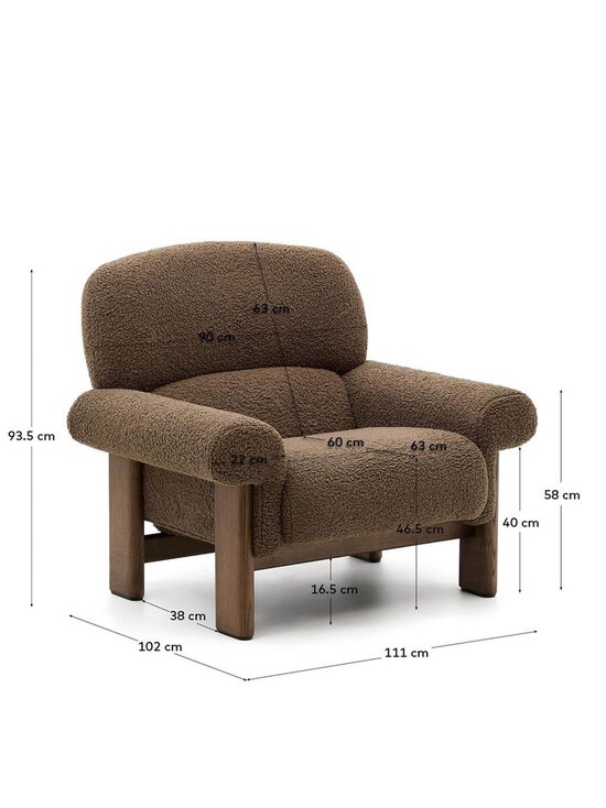 Kave Home - Cabana-nojatuoli Glore-kangas taupe / pähkinä - BROWN | Stockmann - photo 7