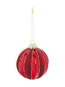 Villa Stockmann - Glass Ribbed Ball -joulukoriste - RED | Stockmann